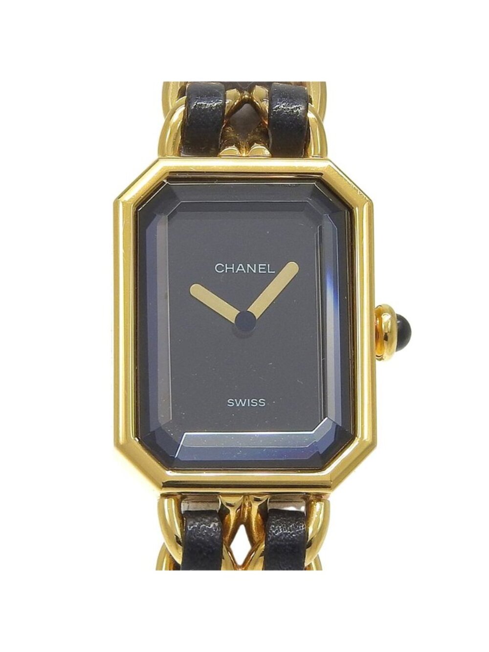 Chanel Premier L Gold Plated Leather Kuo Analog Display Black Dial Watch